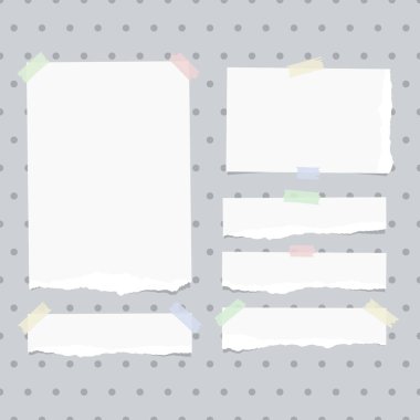 Beyaz defter, boşaltmak sayfaları gri noktalı deseni yapışkan bant ile sıkışmış sökük