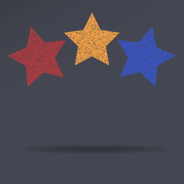 Classic golden, red, and blue stars symbol with shadow. Vector icon — Stock Vector