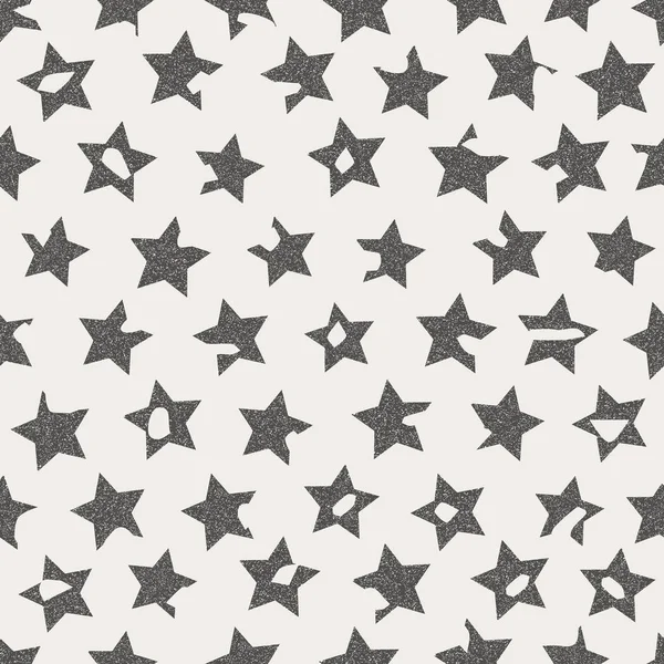 Grieta estrellas grunge patrón sin costura. Papel textil o de embalaje — Vector de stock