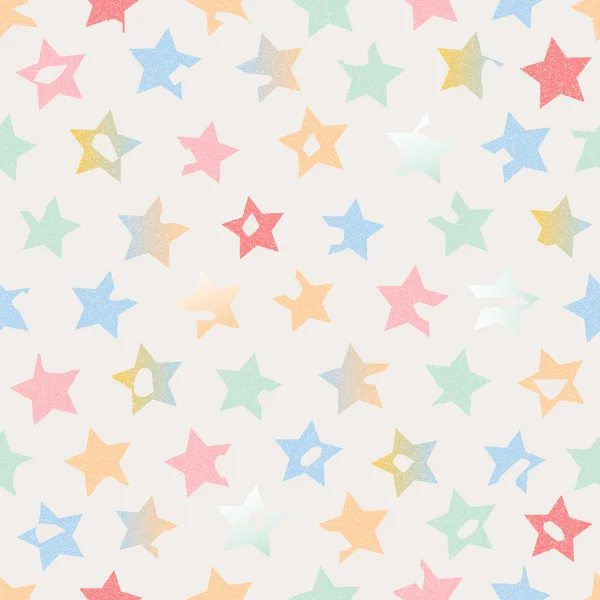 Grunge fissuré étoiles motif sans couture. Papier textile ou d'emballage — Image vectorielle