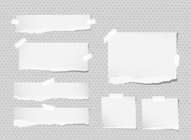 Beyaz defter, boşaltmak sayfaları gri noktalı deseni yapışkan bant ile sıkışmış sökük.