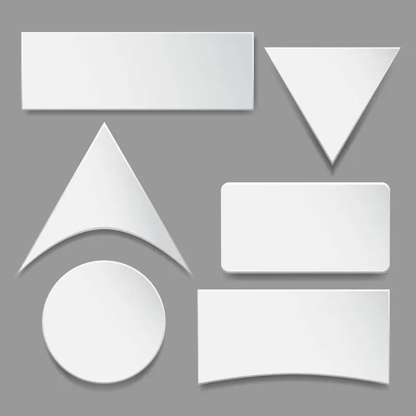Set de papier de différentes tailles et formes avec effet d'ombre sur fond gris . — Image vectorielle