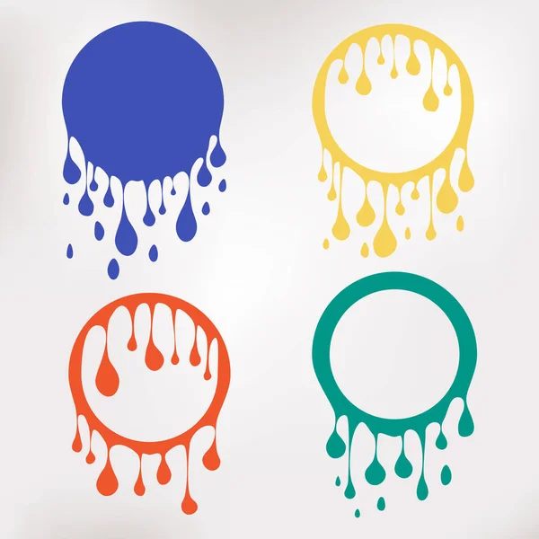 Colorful paint dripping. Water flows. Abstract circle blobs. — Stock Vector