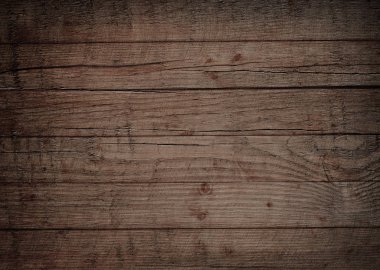 Kahverengi ahşap duvar, plakalar, tablo, zemin yüzey. Koyu ahşap doku.