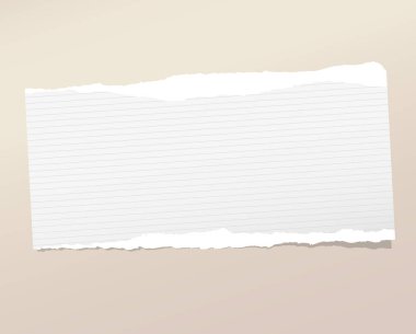 Yırtık Not, defter, kahverengi zemin üzerinde sıkışmış boşaltmak kağıt şerit.