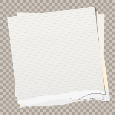 Not, not defteri, boşaltmak kağıt kare arka plan üzerinde sıkışmış.