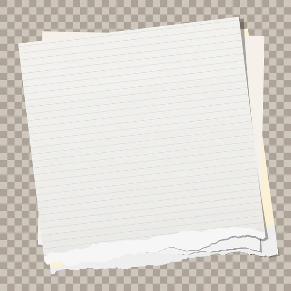 Opmerking, notebook, beurt papier geplakt op vierkante achtergrond. — Stockvector