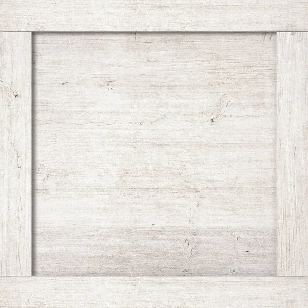 Kant van de witte houten kist, vak of frame voor tekst. — Stockfoto