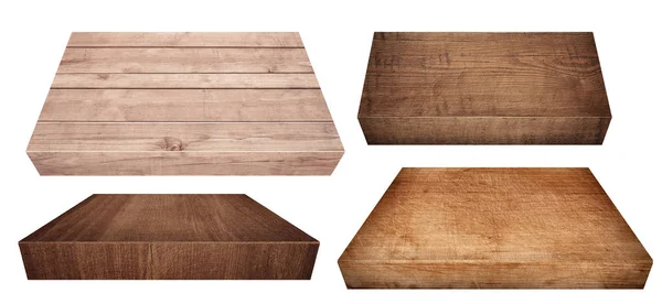 Conjunto de corte de madera rayada marrón, tabla de cortar sobre fondo blanco . —  Fotos de Stock