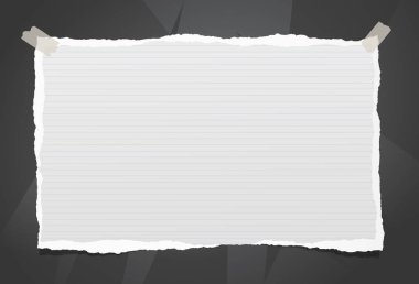 Kağıt şeritler ile sökük, Not veya ileti defter sayfasını siyah arka plan üzerine yapışmış.