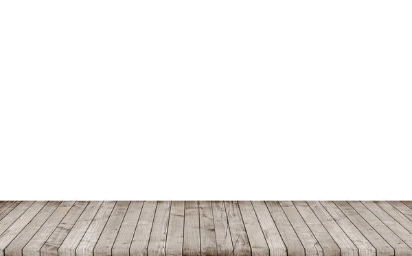 Grunge gray wooden table top on white background — Stock Photo, Image