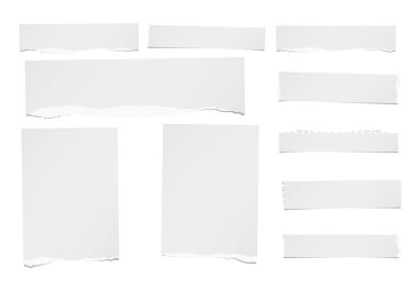 Sökük yatay ve dikey dikkat, defter, kağıt şeritler, metin veya ileti için yaprak beyaz arka plan üzerinde sıkışmış.