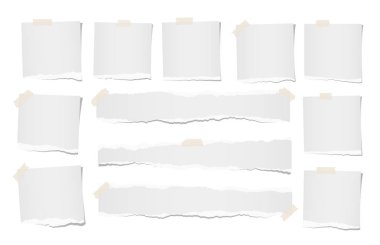 Sökük, Not, not defteri, metin veya ileti boşaltmak kağıt sayfaları beyaz arka plan üzerinde yapışkan bant ile sıkışmış.