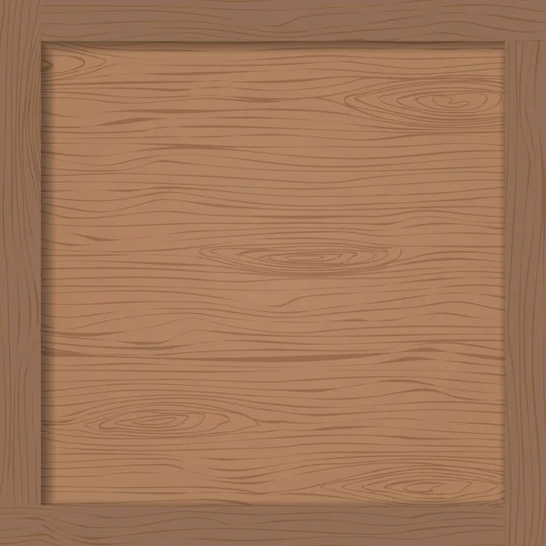 Lado de caja de madera marrón, caja o marco para texto . — Vector de stock