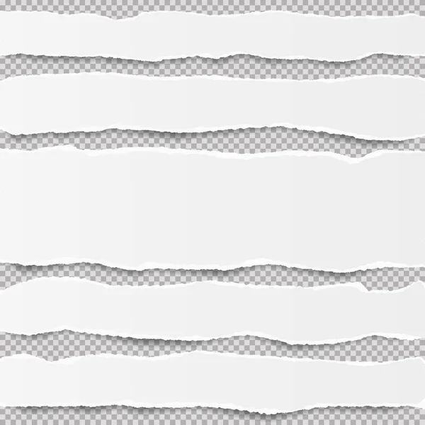 Morceaux de blanc déchiré note vierge, bandes de papier pour ordinateur portable collé sur fond carré gris — Image vectorielle