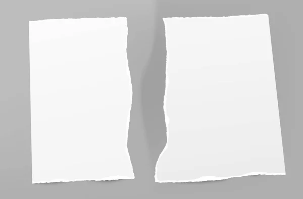 Διχασμένος λευκό Σημείωση, φύλλα χαρτιού σημειωματάριου κολλήσει σε φόντο γκρι παραμόρφωσης. — Διανυσματικό Αρχείο