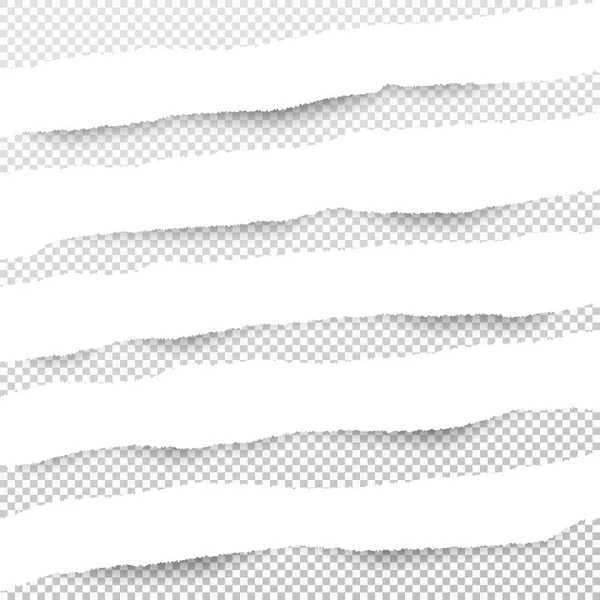 Bílé roztrhané diagonální papírové proužky pro poznámky nebo zprávy nalepeném na kvadratických šedé pozadí. — Stockový vektor