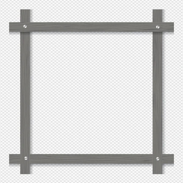 Grijze houten frame met schroeven geïsoleerd op vierkante achtergrond. — Stockvector