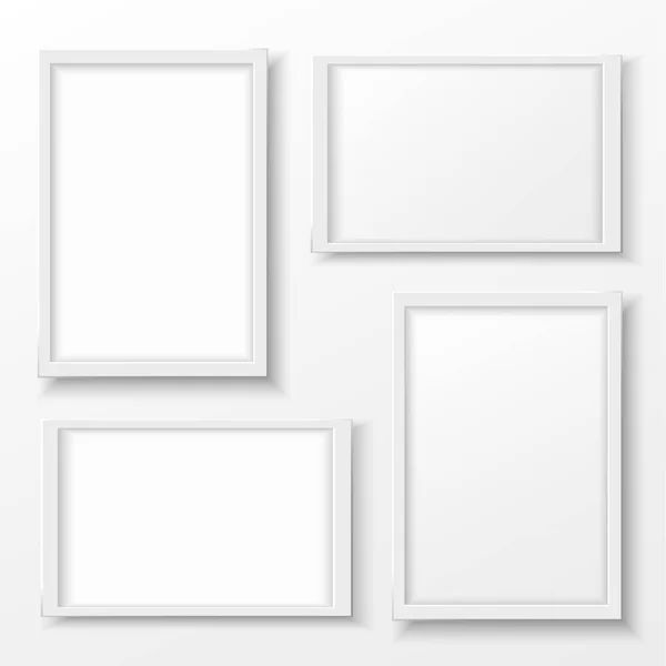 Λευκό πλαστικό πλαίσιο με σκιά για το κείμενο ή την εικόνα — Διανυσματικό Αρχείο
