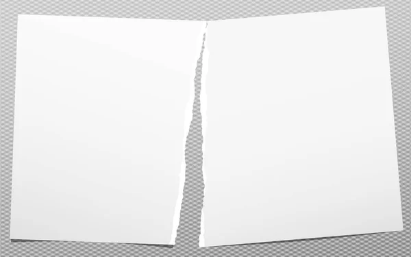 Déchiré blanc note vide, feuilles de papier pour ordinateur portable pour le texte collé sur fond carré gris . — Image vectorielle