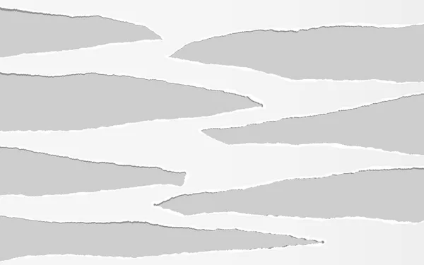 Roztrhané bílé prázdné horizontální papíru pro text přilepená na šedém pozadí. Vektorové ilustrace — Stockový vektor