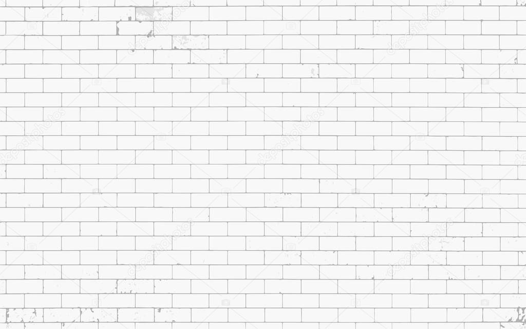 White brick wall texture with stains for text or background. Vector illustration