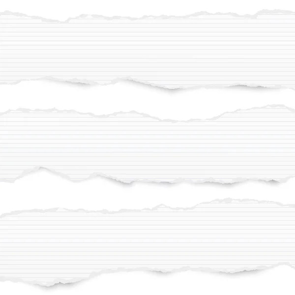 Bandes de papier de note horizontales déchiré blanc pour le texte ou le message collé sur fond blanc — Image vectorielle