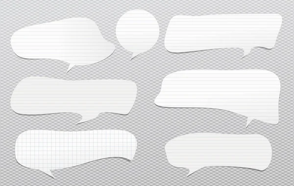 Set witte gelinieerd papier tekstballonnen voor tekst zijn op vierkante achtergrond — Stockvector