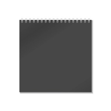 Beyaz arka plan üzerinde gerçekçi not defteri defter spiral ile izole kapalı siyah.