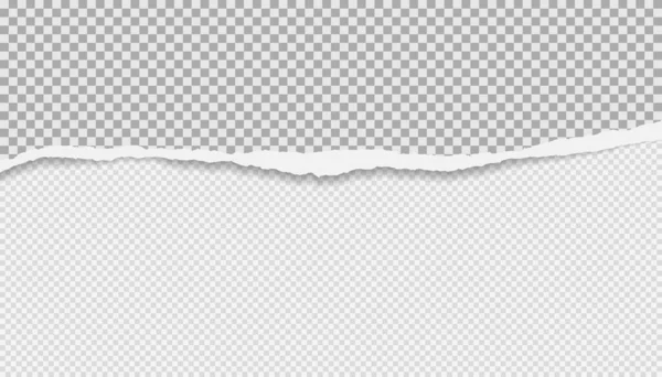 Pieza rasgada, rasgada de papel cuadrado y horizontal gris y blanco con sombra suave. Antecedentes para texto. Ilustración vectorial — Vector de stock