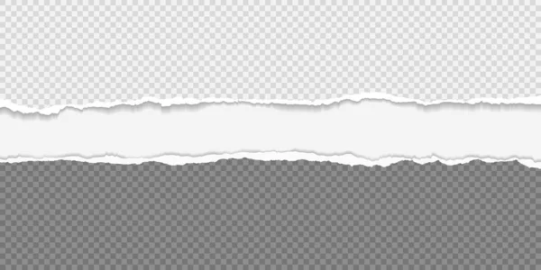 Pedaços rasgados e rasgados de papel horizontal cinza e preto quadrado com sombra suave estão no fundo branco. Ilustração vetorial —  Vetores de Stock