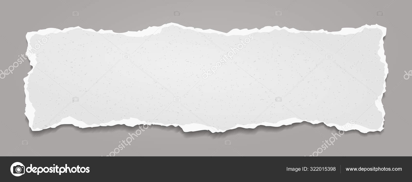 Pedaço de rasgado, branco realista granulado faixa de papel horizontal com  sombra macia é sobre fundo cinza. Ilustração vetorial Vetor de ©flas100  322015398, image size:1600x710