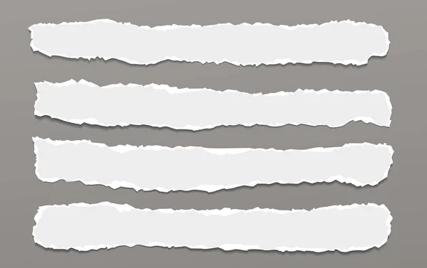 Pedaços de papel branco horizontal rasgado com sombra suave estão em fundo cinza escuro para texto. Ilustração vetorial — Vetor de Stock