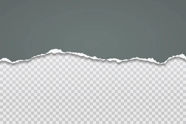 Trozos rasgados y rasgados de papel verde oscuro horizontal con sombra suave están sobre fondo blanco cuadrado para texto. Ilustración vectorial — Vector de stock