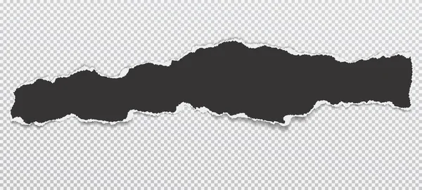 Stück zerrissener schwarzer Papierstreifen mit sanftem Schatten ist auf weißem kariertem Hintergrund. Vektorillustration — Stockvektor