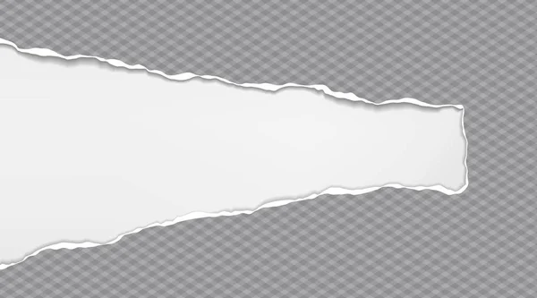 Pedaços de papel cinzento rasgado horizontal e quadrado com sombra suave estão no fundo branco para texto. Ilustração vetorial — Vetor de Stock