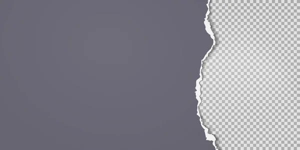 Strappato, strappato pezzi di carta nera verticale con ombra morbida è su sfondo bianco quadrato per il testo. Illustrazione vettoriale — Vettoriale Stock
