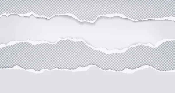 Déchirés, morceaux de papier carré horizontal avec ombre douce sont sur fond blanc pour le texte. Illustration vectorielle — Image vectorielle