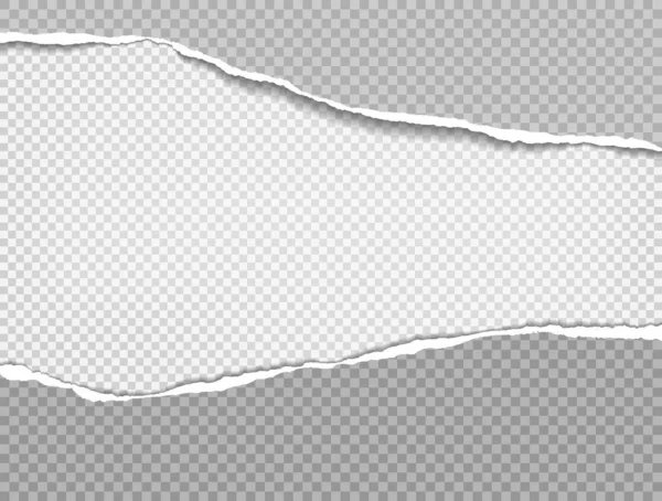 Trozos de pedazos de papel gris horizontal desgarrado con sombra suave están sobre fondo cuadrado blanco para texto. Ilustración vectorial — Archivo Imágenes Vectoriales