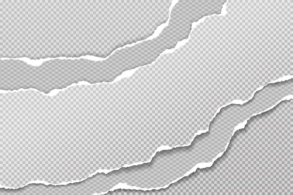 Σκισμένα, σχισμένα κομμάτια από λευκό και γκρι χαρτί με απαλή σκιά βρίσκονται σε γκρι τετράγωνο φόντο για κείμενο. Εικονογράφηση διανύσματος — Διανυσματικό Αρχείο