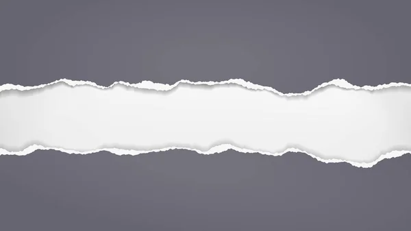 Déchirés, des morceaux de papier noir horizontal déchiré avec ombre douce sont sur fond blanc pour le texte. Illustration vectorielle — Image vectorielle