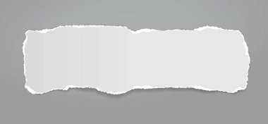 Yırtık beyaz bir not, arka planda yumuşak gölgeli bir defter kağıdı. Vektör illüstrasyonu