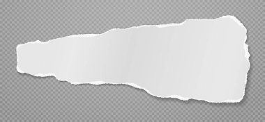 Yırtık beyaz bir not, arka planda yumuşak gölgeli bir defter kağıdı. Vektör illüstrasyonu