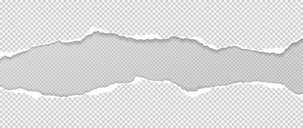 Morceaux de papier blanc déchiré avec ombre douce collé sur fond carré gris. Illustration vectorielle — Image vectorielle