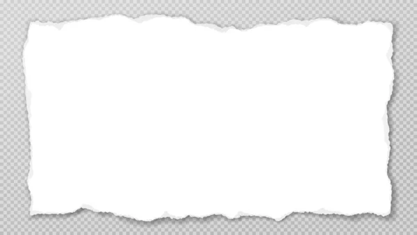 Pezzo di nota bianca strappata, carta per notebook con morbida ombra incollata su sfondo quadrato. Illustrazione vettoriale — Vettoriale Stock