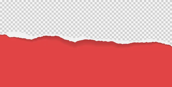 Trozo de papel horizontal desgarrado al cuadrado con una sombra suave pegada sobre un fondo rojo. Ilustración vectorial — Archivo Imágenes Vectoriales