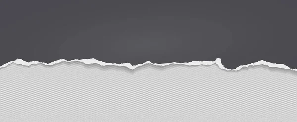 Stuk gescheurd zwart horizontaal papier met zachte schaduw geplakt op witte vierkante achtergrond. Vectorillustratie — Stockvector