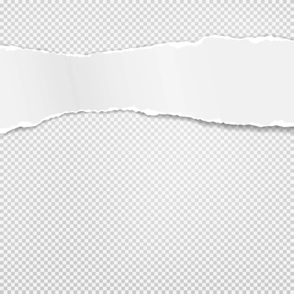 Trozo de papel blanco desgarrado con sombra suave pegado sobre fondo cuadrado gris. Ilustración vectorial — Vector de stock