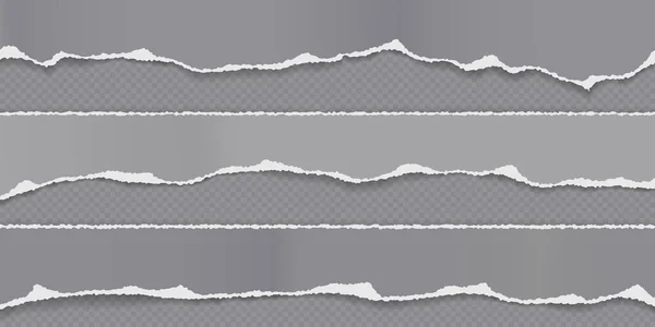 Zerrissene, zerrissene Stücke horizontalen grauen Papiers mit sanftem Schatten sind auf einem quadratischen Hintergrund für Text. Vektorillustration — Stockvektor