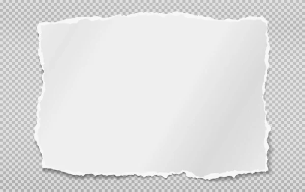 Lätt sönderriven vit ton, bärbara papper med mjuk skugga fastnat på fyrkantig bakgrund. Vektorillustration — Stock vektor